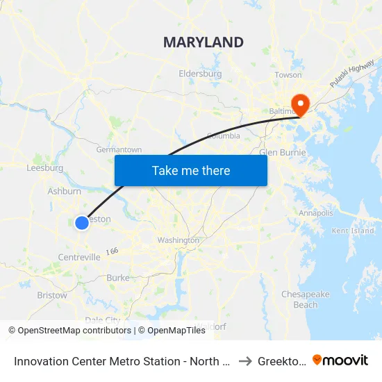 Innovation Center Metro Station - North Bus Bay to Greektown map