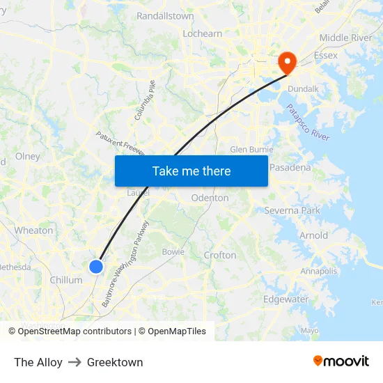 The Alloy to Greektown map