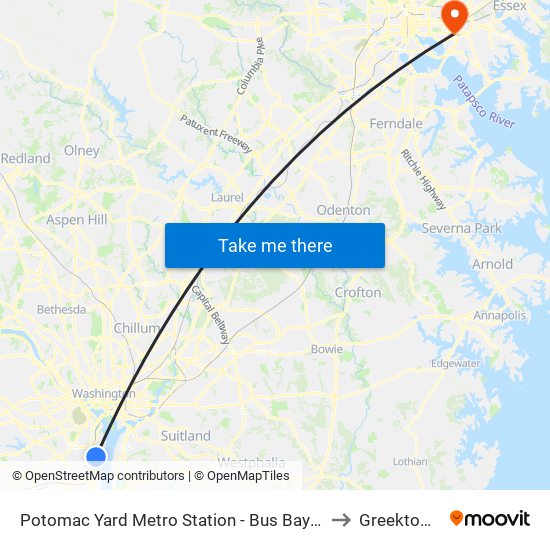 Potomac Yard Metro Station - Bus Bay A to Greektown map