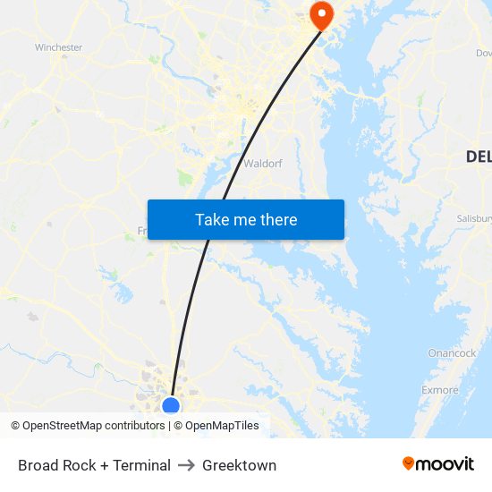 Broad Rock + Terminal to Greektown map