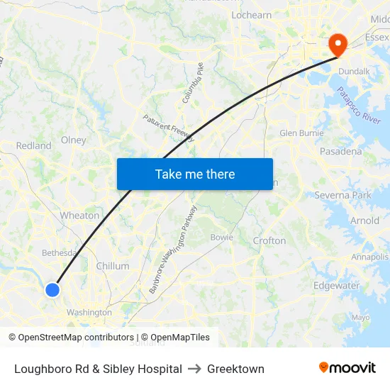 Loughboro Rd & Sibley Hospital to Greektown map
