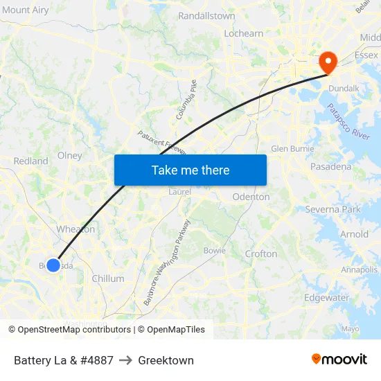 Battery La & #4887 to Greektown map