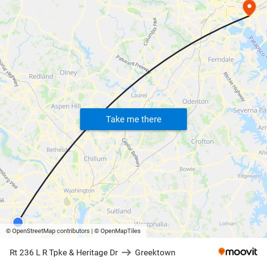 Rt 236 L R Tpke & Heritage Dr to Greektown map