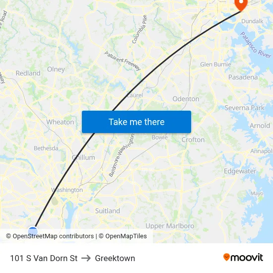 101 S Van Dorn St to Greektown map