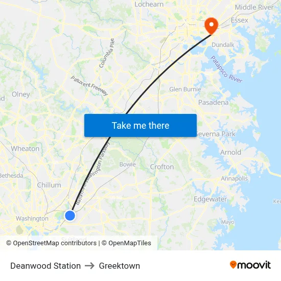Deanwood Station to Greektown map