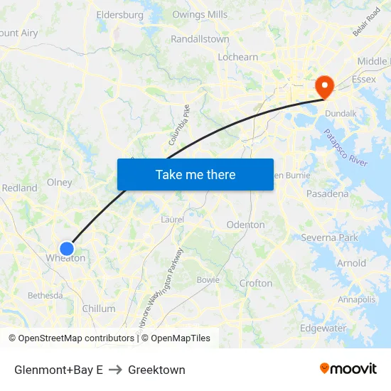 Glenmont+Bay E to Greektown map