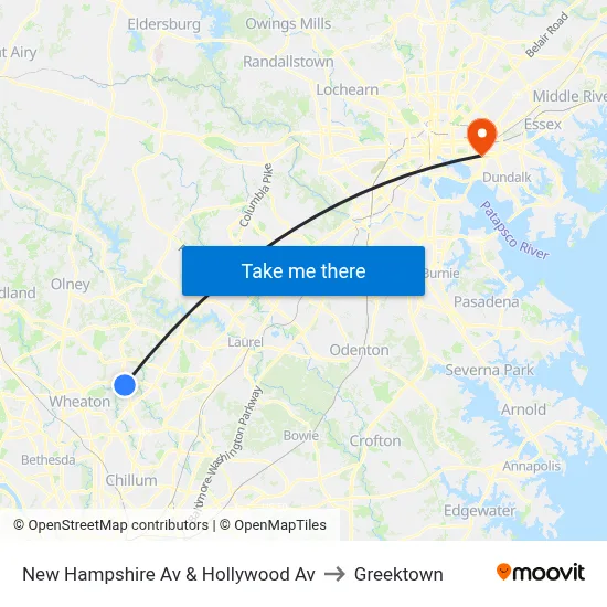 New Hampshire Av & Hollywood Av to Greektown map