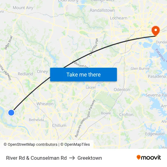 River Rd & Counselman Rd to Greektown map