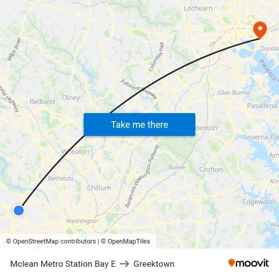 Mclean Metro Station Bay E to Greektown map