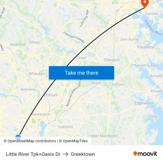 Little River Tpk+Oasis Dr to Greektown map