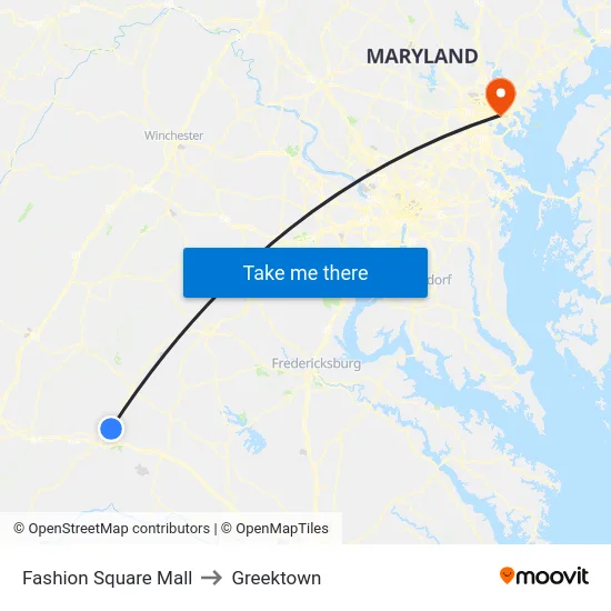 Fashion Square Mall to Greektown map