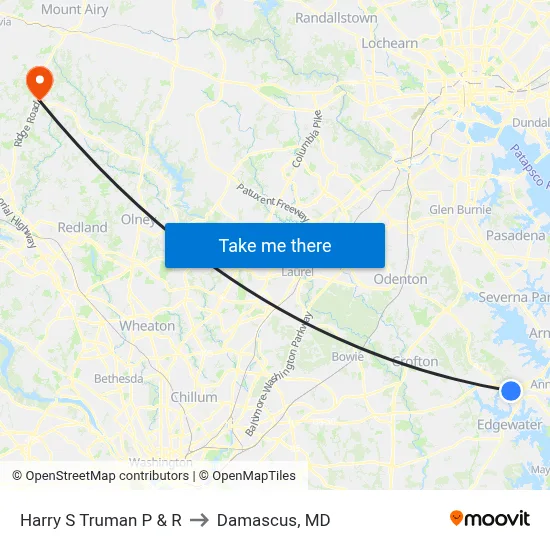Harry S Truman P & R to Damascus, MD map