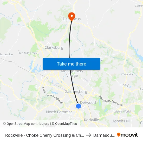 Rockville - Choke Cherry Crossing & Choke Cherry Road to Damascus, MD map