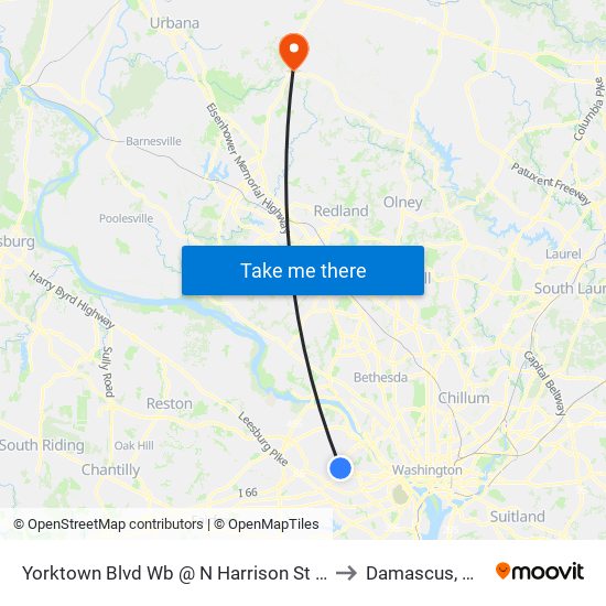 Yorktown Blvd Wb @ N Harrison St FS to Damascus, MD map
