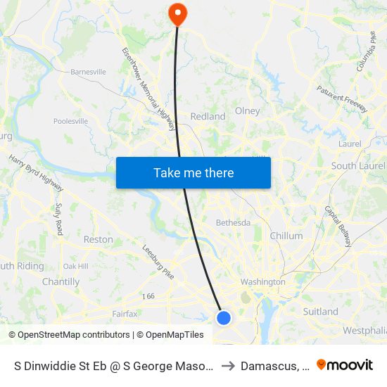 S Dinwiddie St Eb @ S George Mason Dr FS to Damascus, MD map