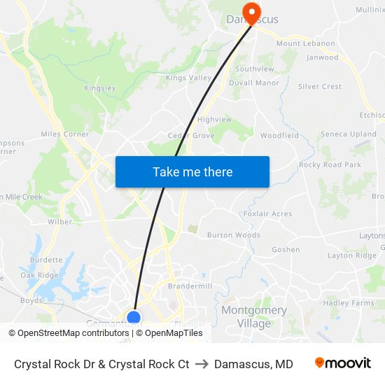 Crystal Rock Dr & Crystal Rock Ct to Damascus, MD map