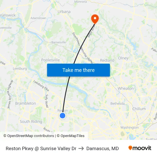Reston Pkwy @ Sunrise Valley Dr to Damascus, MD map
