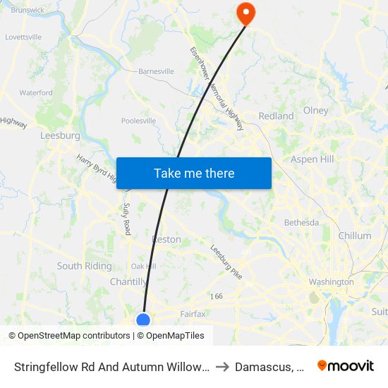 Stringfellow Rd And Autumn Willow Dr to Damascus, MD map