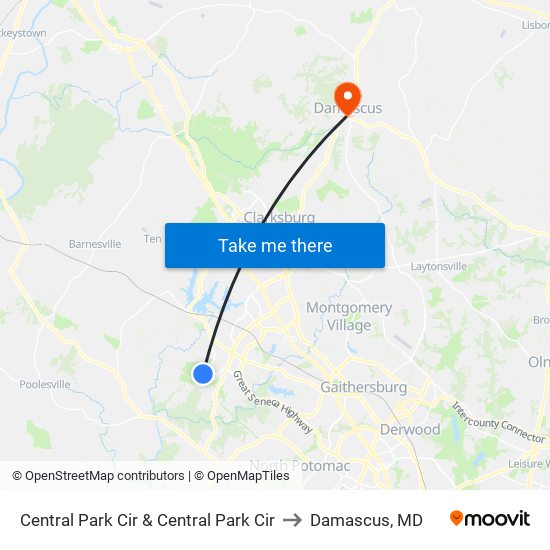 Central Park Cir & Central Park Cir to Damascus, MD map