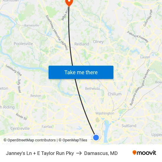 Janney's Ln + E Taylor Run Pky to Damascus, MD map
