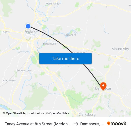 Taney Avenue at 8th Street (Mcdonalds) to Damascus, MD map