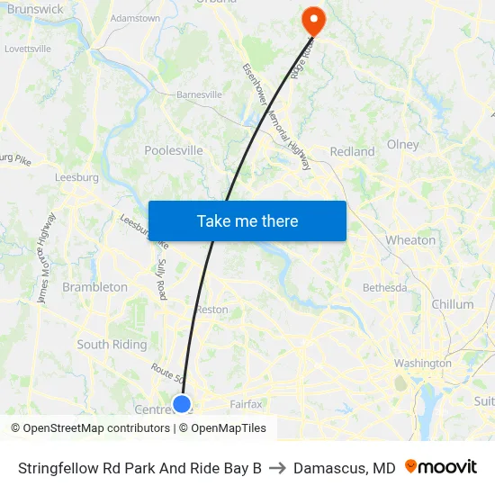 Stringfellow Rd Park And Ride Bay B to Damascus, MD map