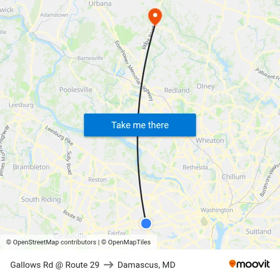 Gallows Rd @ Route 29 to Damascus, MD map