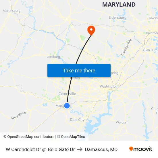 W Carondelet Dr @ Belo Gate Dr to Damascus, MD map