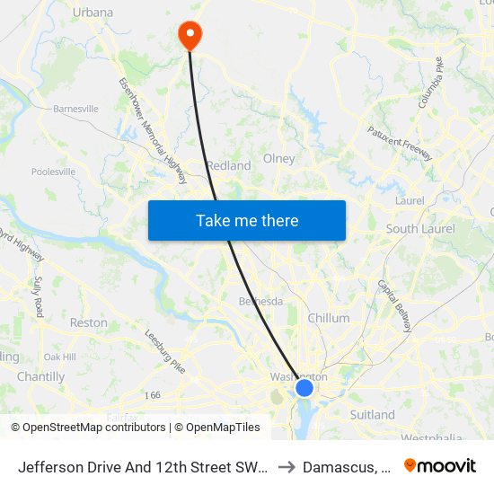 Jefferson Drive And 12th Street SW (Eb) to Damascus, MD map