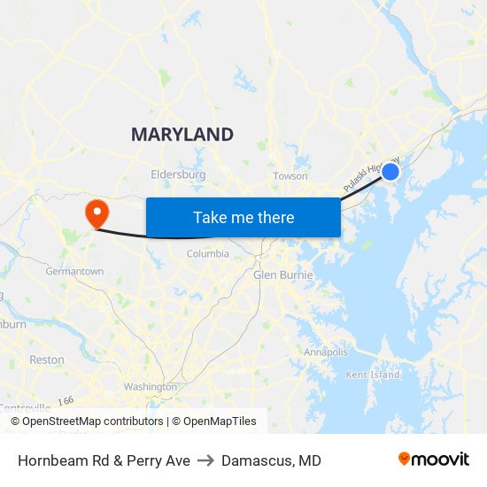 Hornbeam Rd & Perry Ave to Damascus, MD map