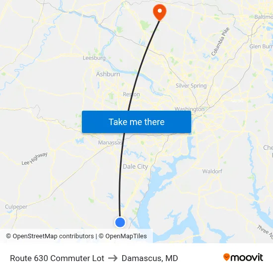 Route 630 Commuter Lot to Damascus, MD map