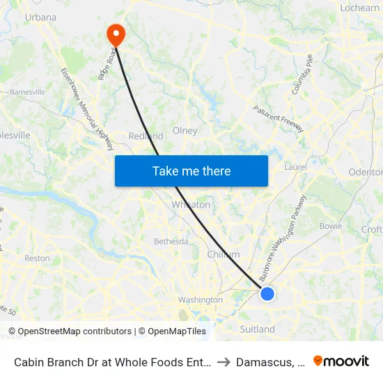 Cabin Branch Dr at Whole Foods Entrance to Damascus, MD map