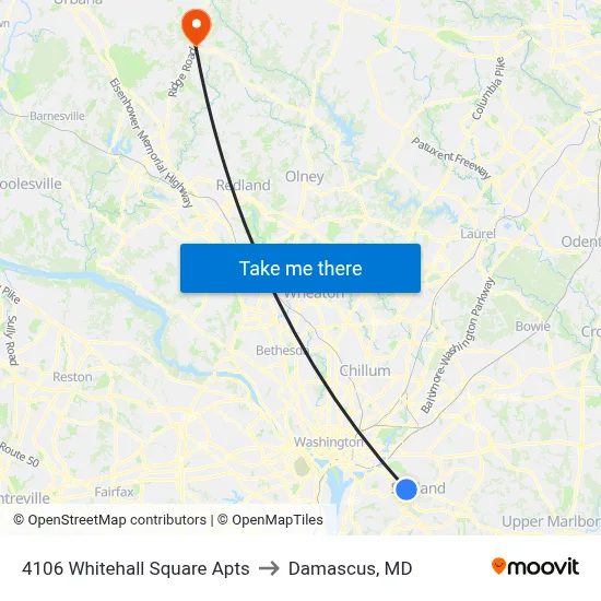 4106 Whitehall Square Apts to Damascus, MD map