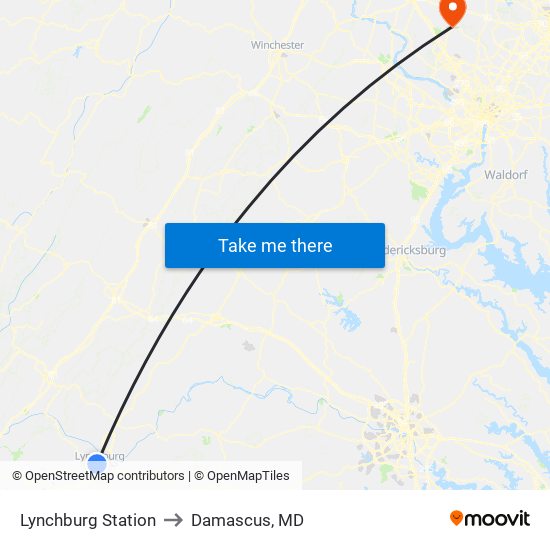 Lynchburg Station to Damascus, MD map