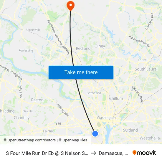 S Four Mile Run Dr Eb @ S Nelson St Ns to Damascus, MD map