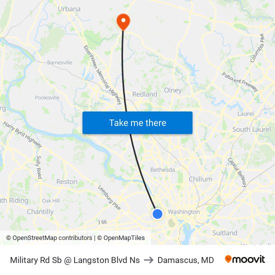 Military Rd Sb @ Langston Blvd Ns to Damascus, MD map