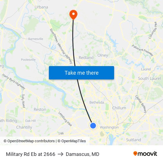 Military Rd Sb at 2666 to Damascus, MD map