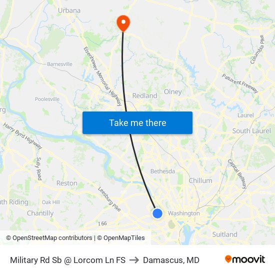 Military Rd Sb @ Lorcom Ln FS to Damascus, MD map