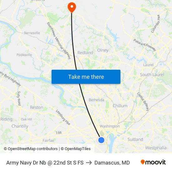 Army Navy Dr Nb @ 22nd St S FS to Damascus, MD map