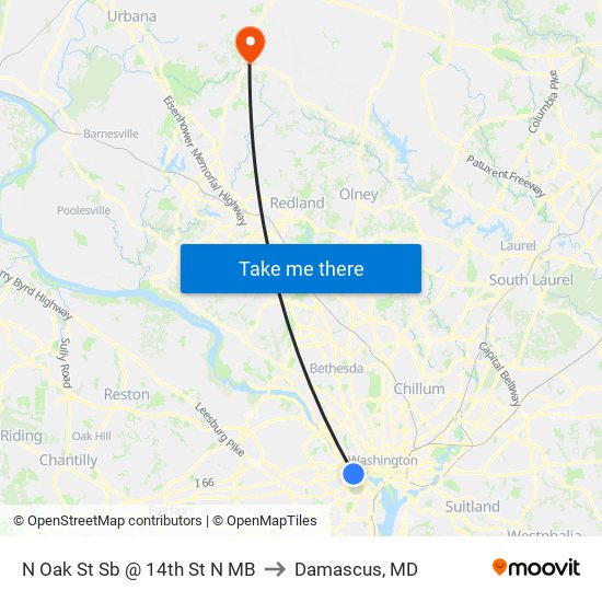 N Oak St Sb @ 14th St N MB to Damascus, MD map