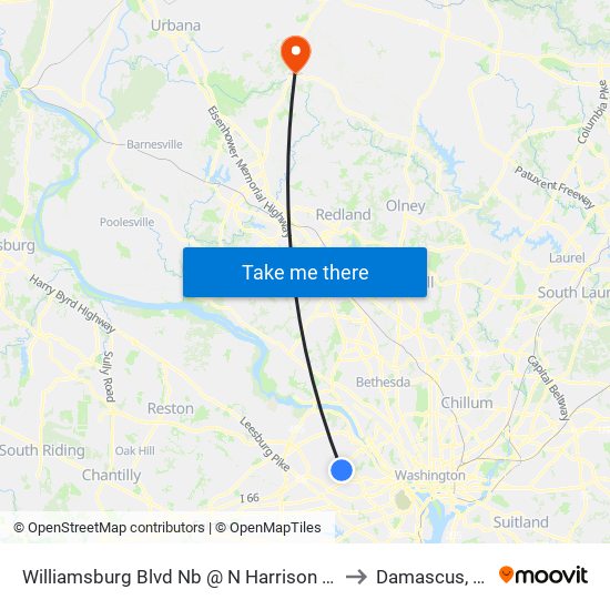 Williamsburg Blvd Nb @ N Harrison St Ns to Damascus, MD map