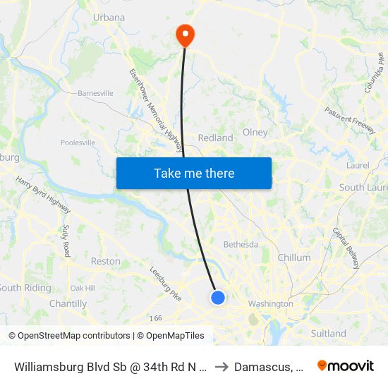 Williamsburg Blvd Sb @ 34th Rd N Ns to Damascus, MD map