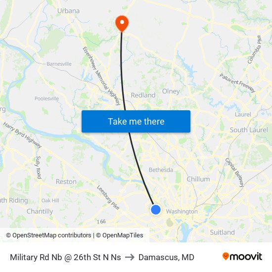 Military Rd Nb @ 26th St N Ns to Damascus, MD map