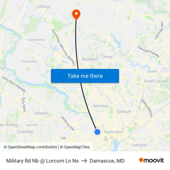 Military Rd Nb @ Lorcom Ln Ns to Damascus, MD map