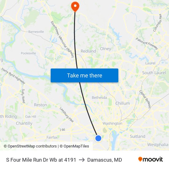 S Four Mile Run Dr Wb at 4191 to Damascus, MD map