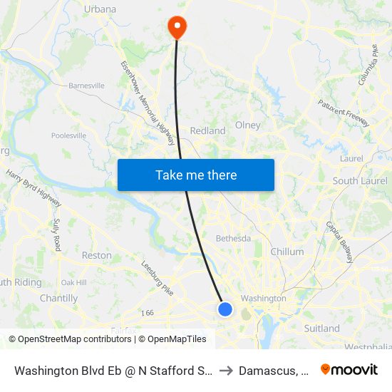 Washington Blvd Eb @ N Stafford St FS to Damascus, MD map