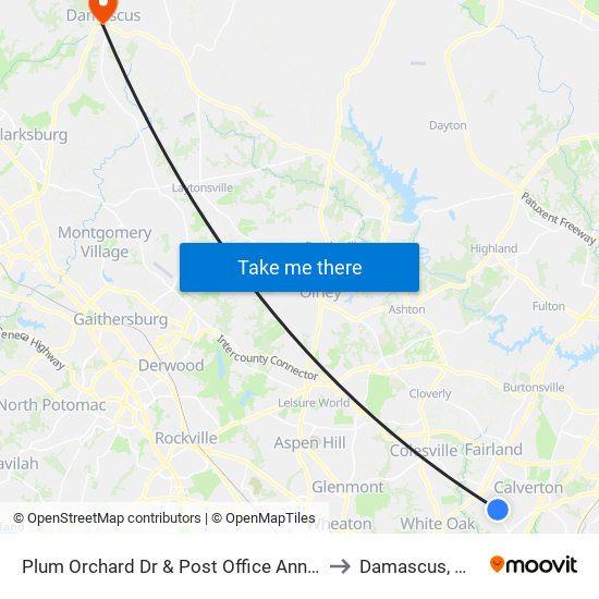 Plum Orchard Dr & Post Office Annex to Damascus, MD map