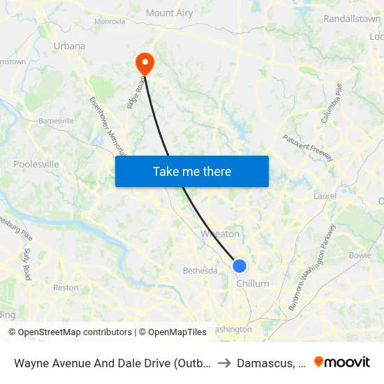 Wayne Avenue And Dale Drive (Outbound) to Damascus, MD map