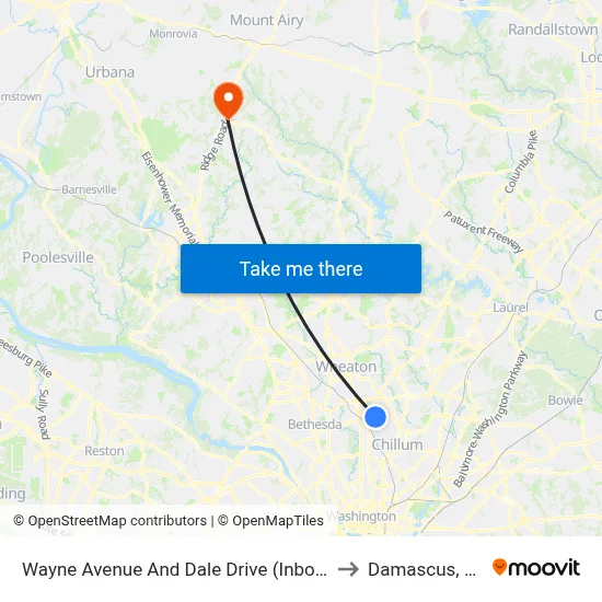 Wayne Avenue And Dale Drive (Inbound) to Damascus, MD map