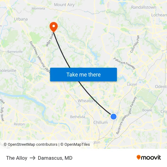 The Alloy to Damascus, MD map